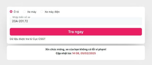Kết quả sẽ được trả lại rất nhanh sau khi hệ thống nhận lệnh "tra ngay"