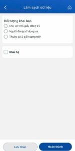 Giao diện khai báo khi chọn “Đăng ký xe”