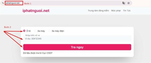 Truy cập iphatnguoi.net để tra cứu phạt nguội