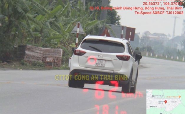 Chạy quá tốc độ là một lỗi phạt nguội phổ biến ở Thái Bình